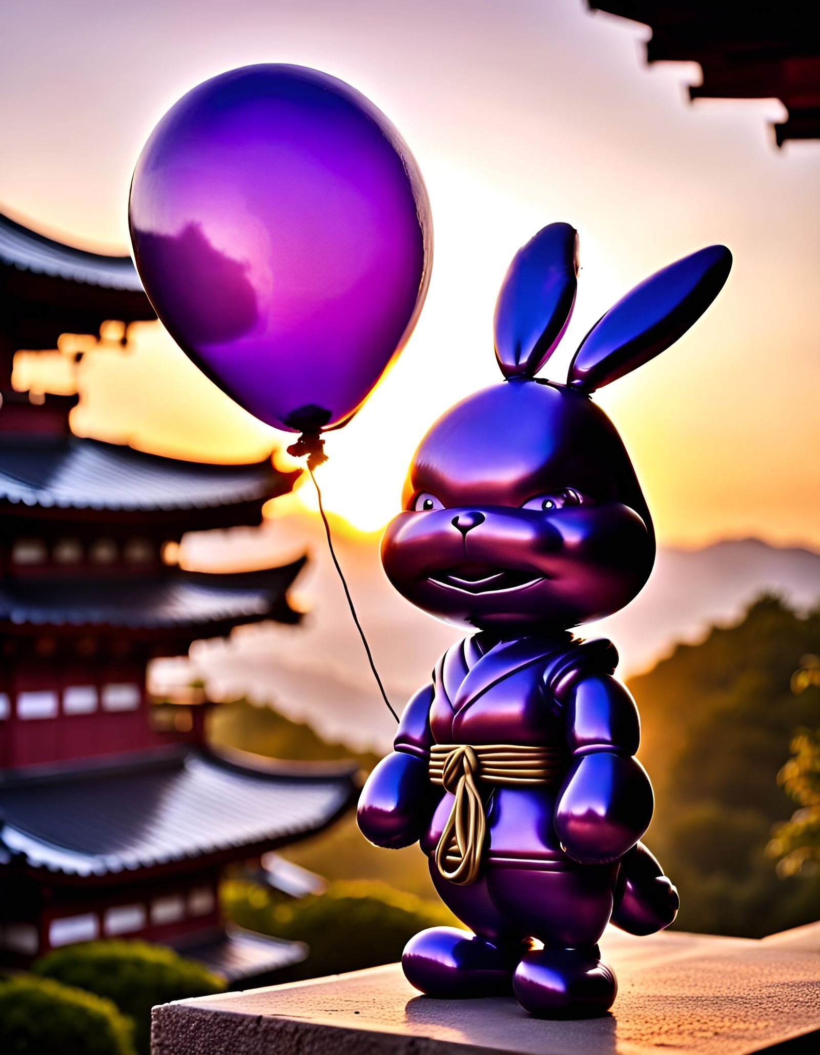 Amethyst Ninja Rabbit Balloon Art Portrait
