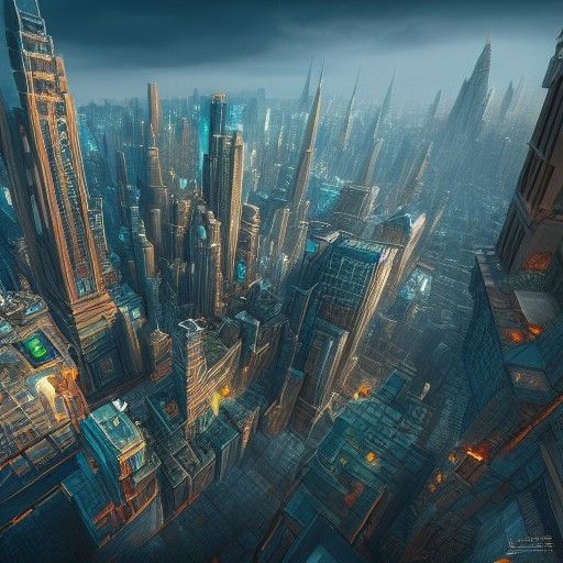 Fantastical Rising City in Detailed Matte Painting