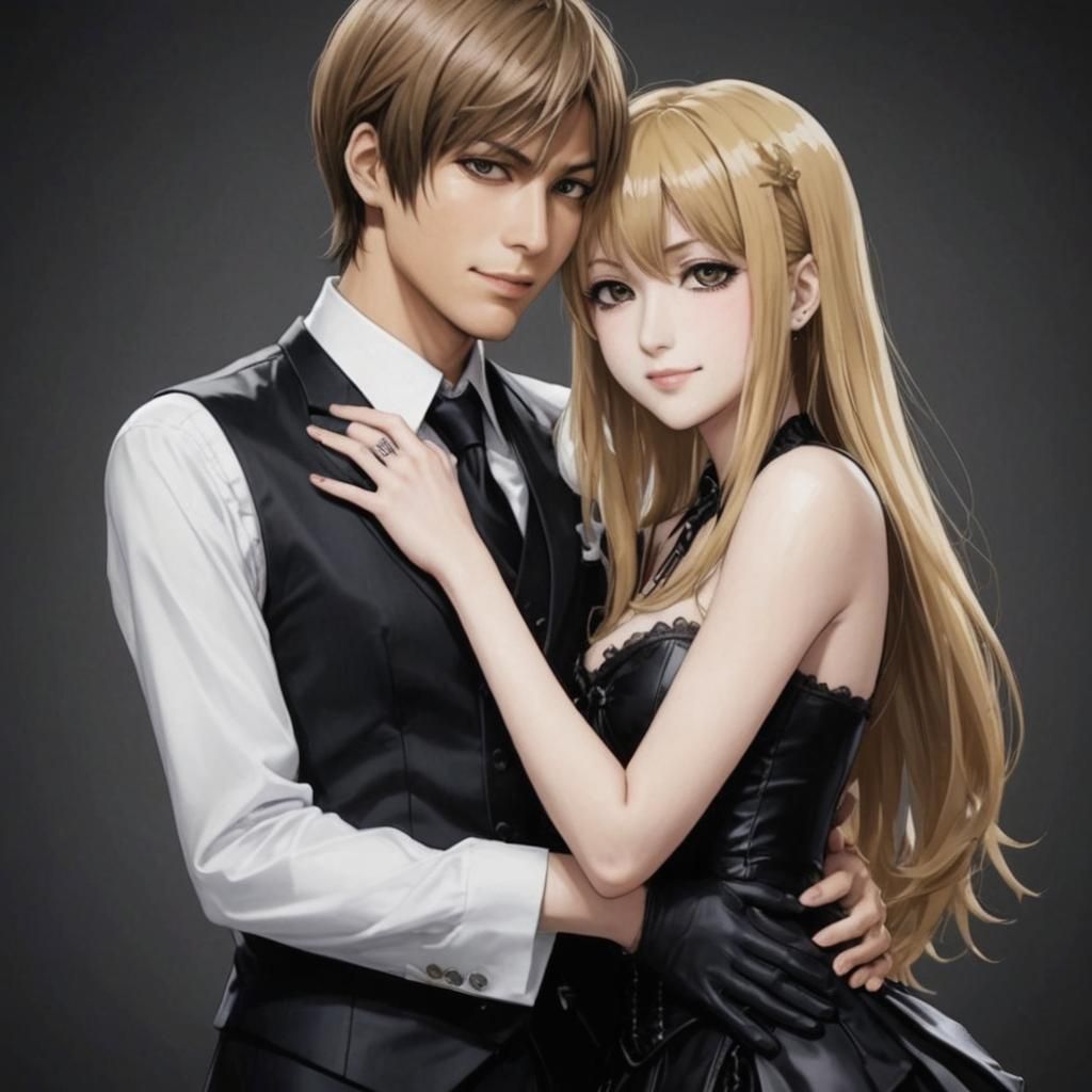 Light and Misa: Anime-Style Embrace