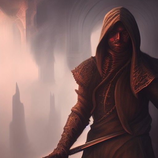 Shadowy Assassin with Double Daggers