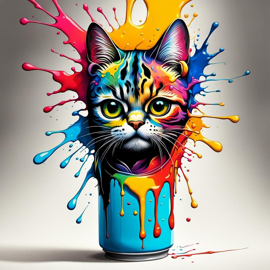 Cat in a Bottle Graffiti Art