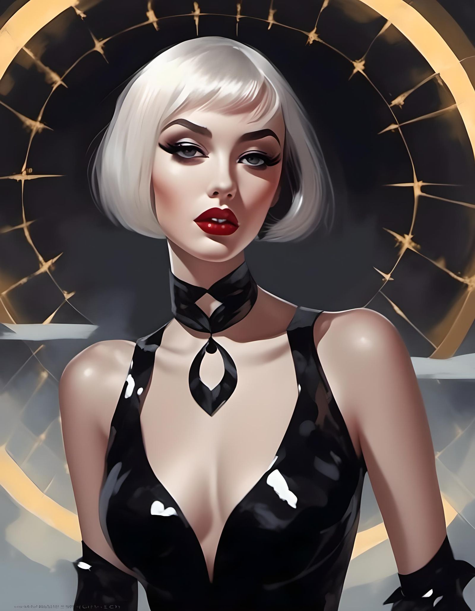 Noir Portrait of Platinum Blonde with Lens Flares