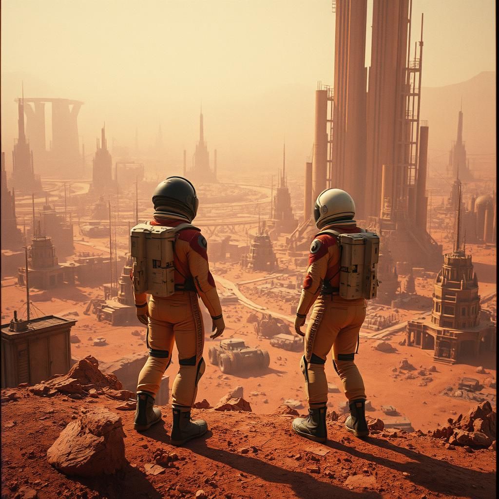Martian Metropolis: Human Colony in Cinematic Style