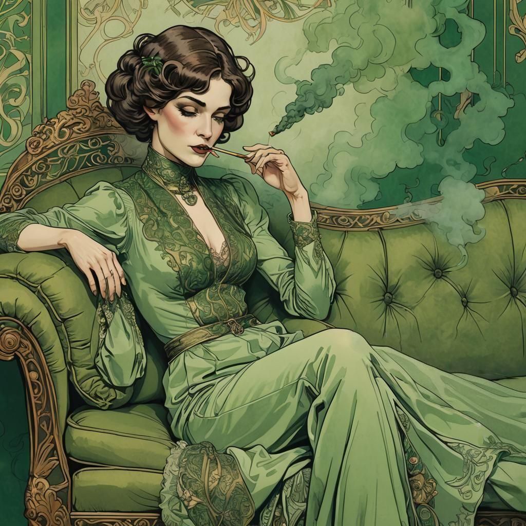 Art Nouveau Demimonde with Green Smoke