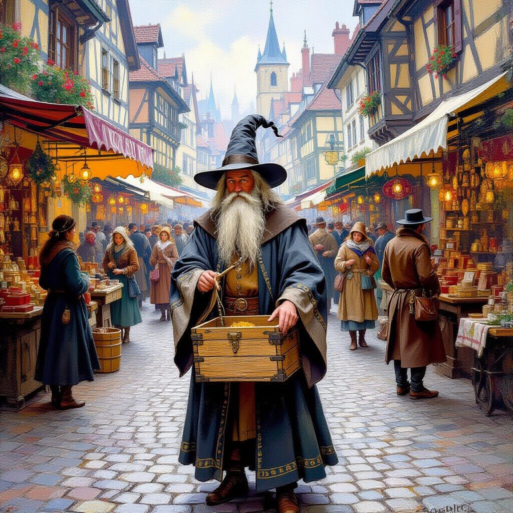 Enchanting Market Scene as Impressionist Painting