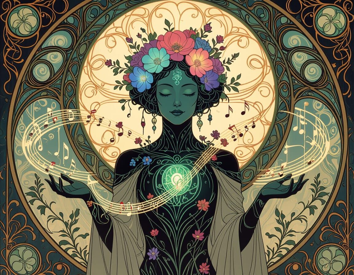 Mystical Alien of Pure Light in Art Nouveau Style