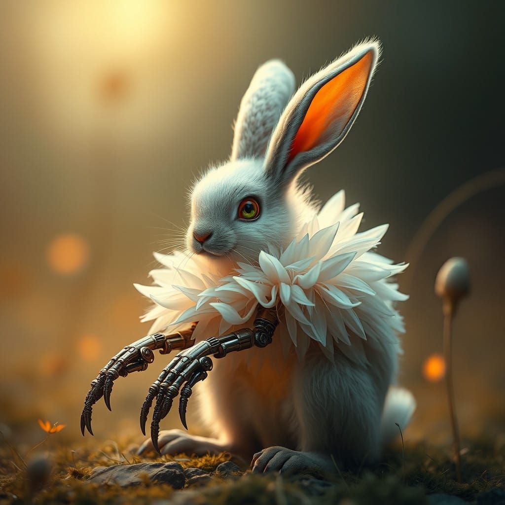 Dreamy Biomechanical Rose in Soft, Copper-Toned Glory