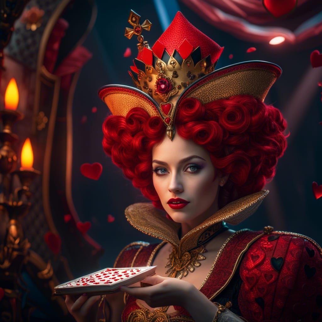 Majestic Queen of Hearts in Fantasy Wonderland