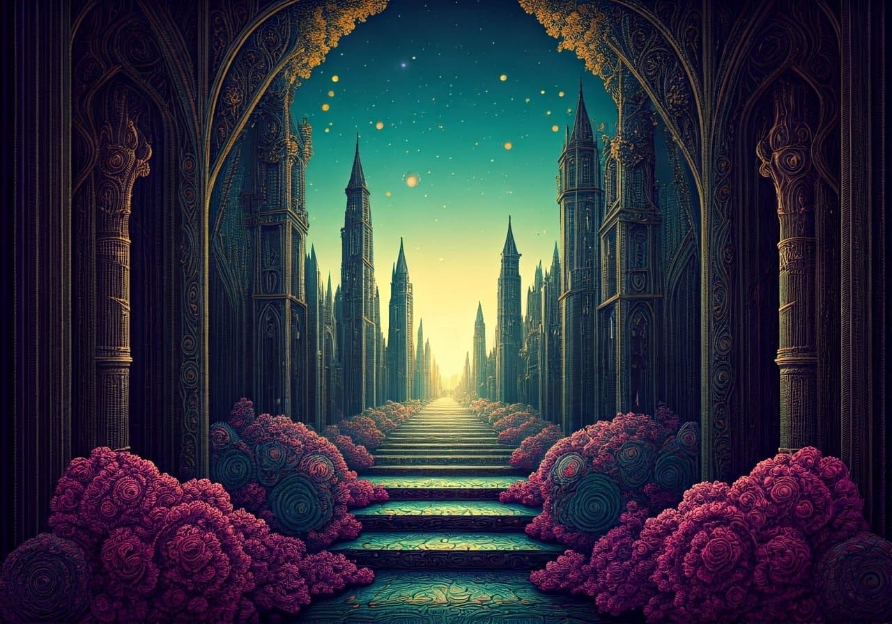 Surreal Doodle World with Vibrant Colors