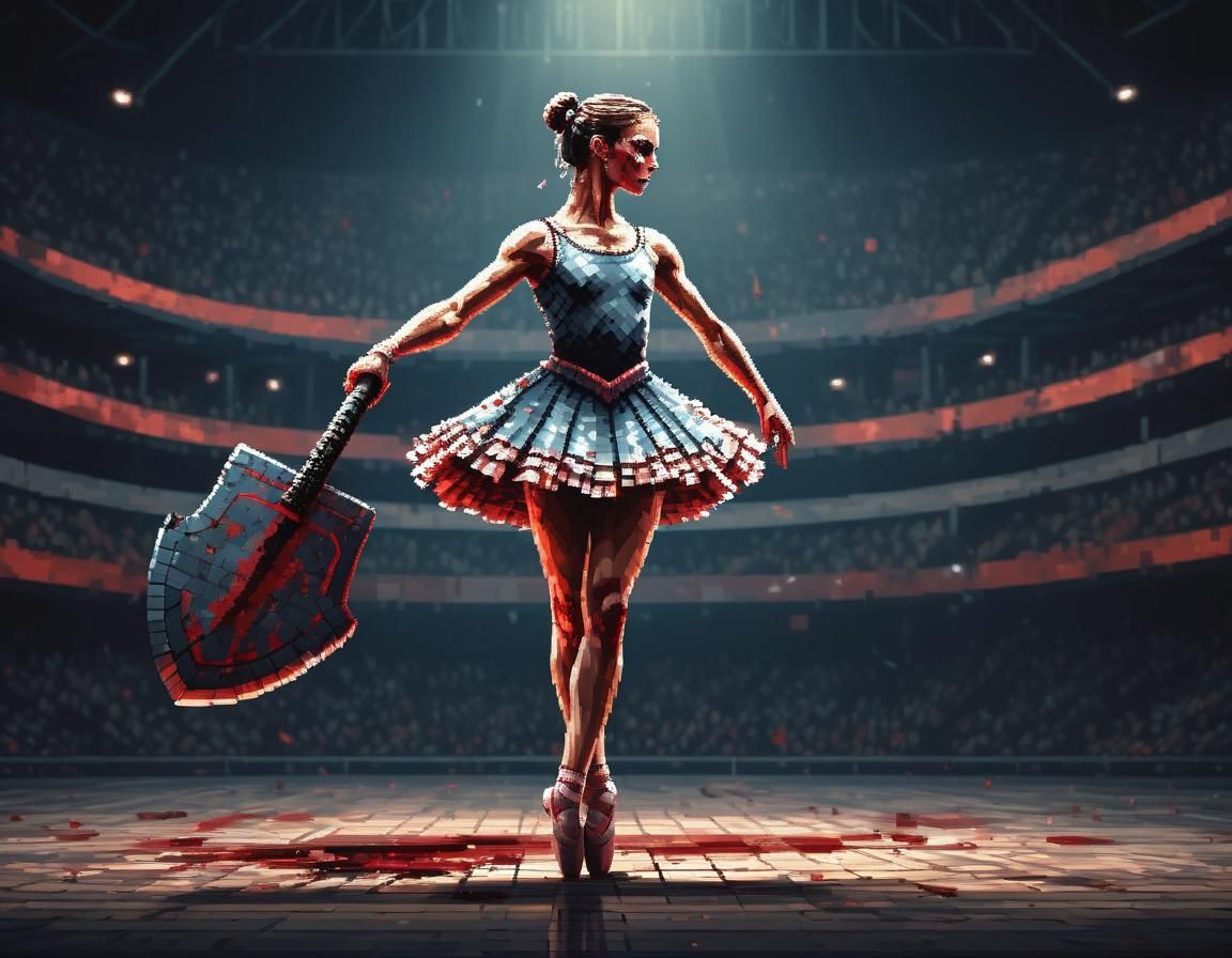Pixel Art Ballerina Ready for Battle