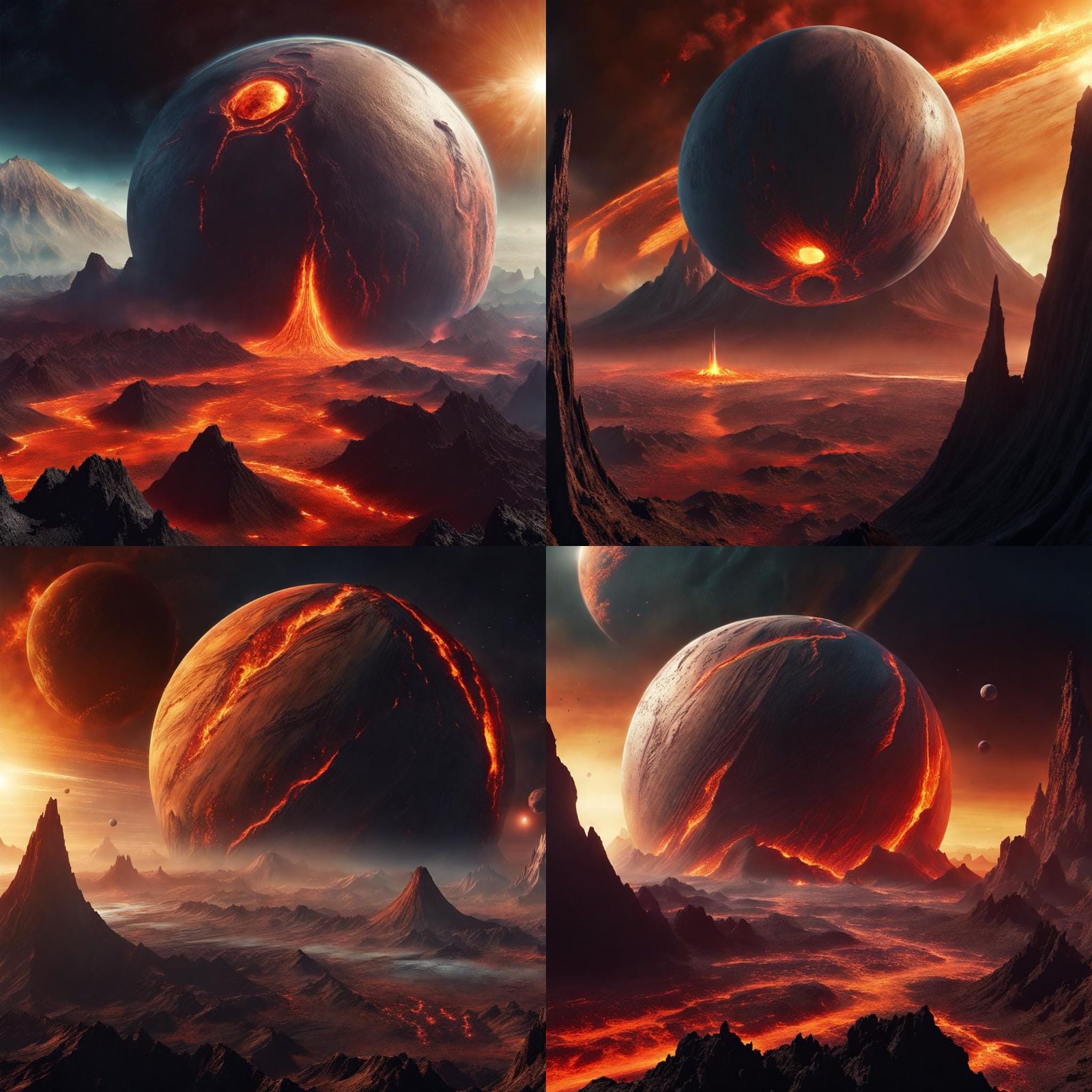 Shuttlecraft Orbiting a Volcanic Planet in Digital Art