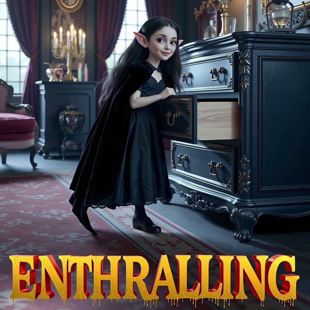 A 3d Pixar style young, adorable, mischievous 8-year-old fem...