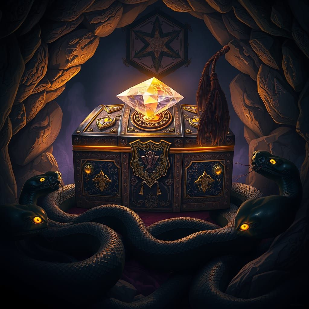 Ornate Treasure Chest in Mystical Cave