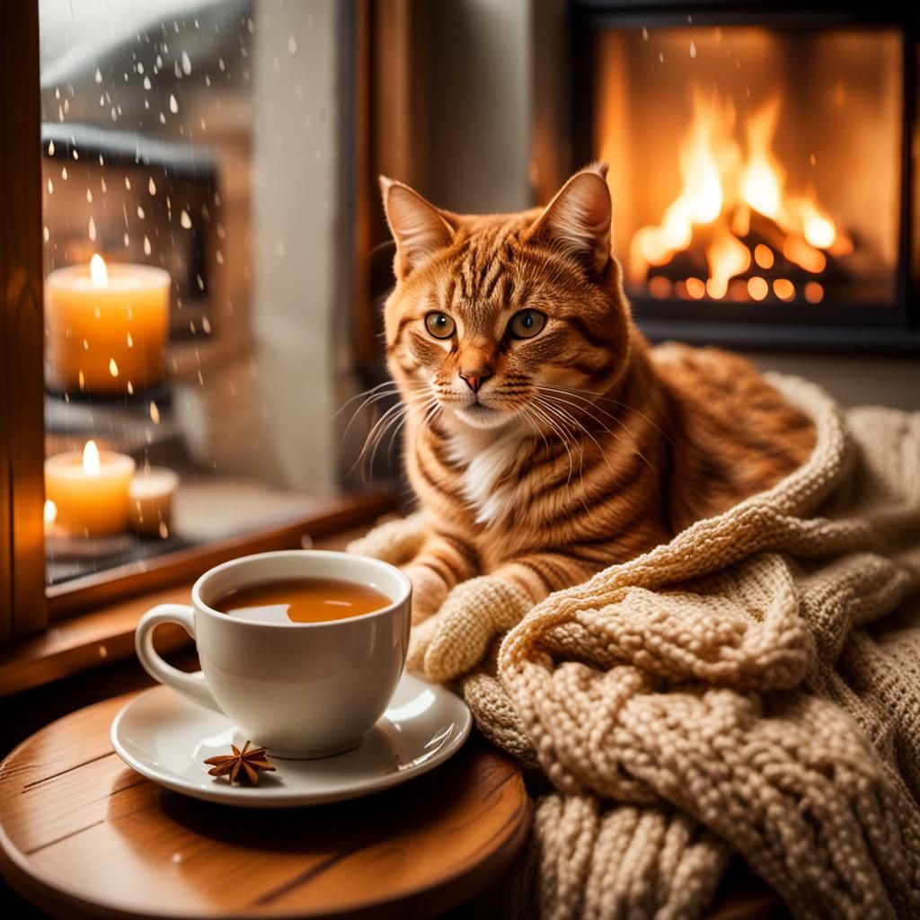 Cozy Living Room Scene in Golden Tones