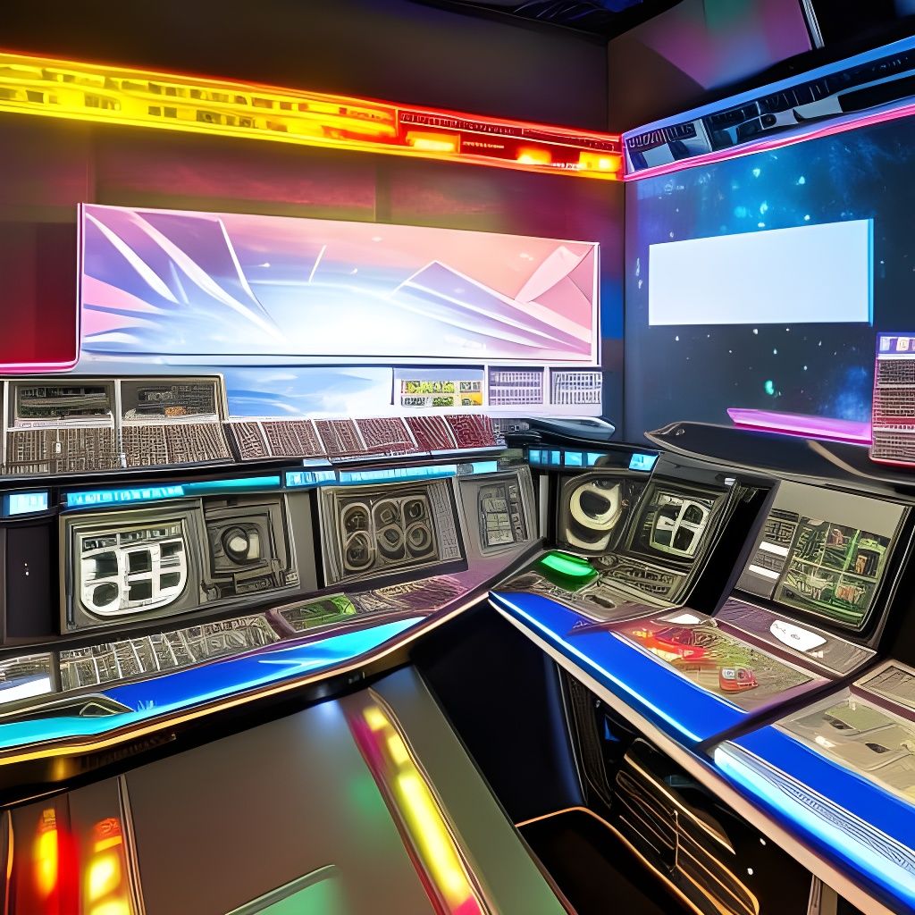 Detailed Space Command Panel in Comic Style