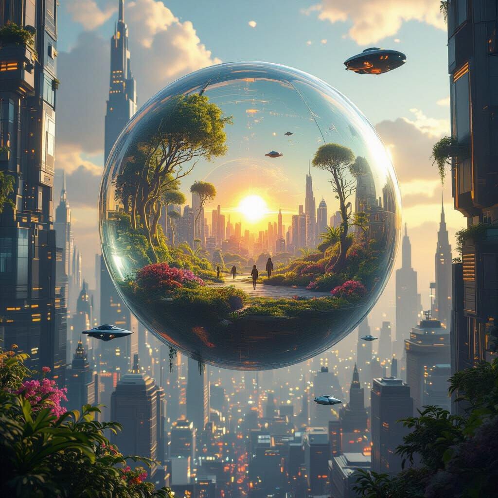 Futuristic Biodome in Hyperrealistic Style