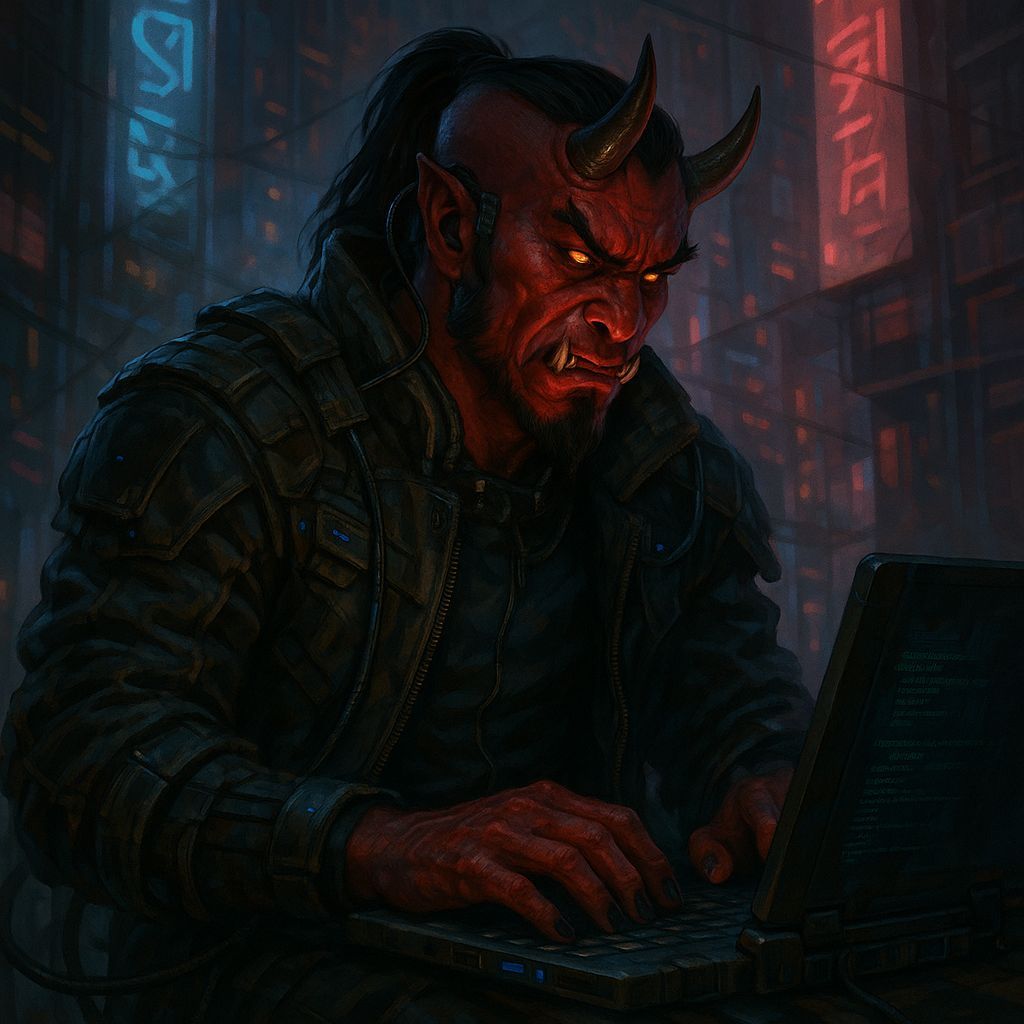 Shadowrun Male Oni Decker Character Art
