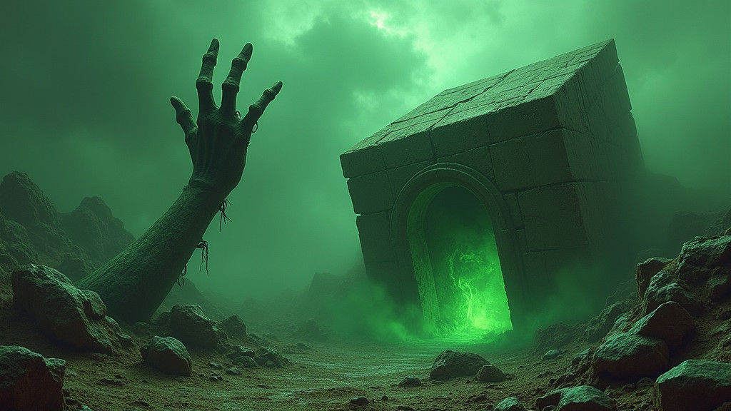 Grotesque Demon Emerges in Grimdark Wasteland