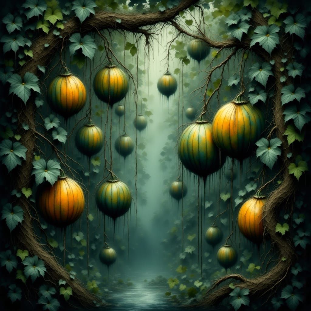 Floating Driftfruit Vines in Dark Fantasy Concept Art
