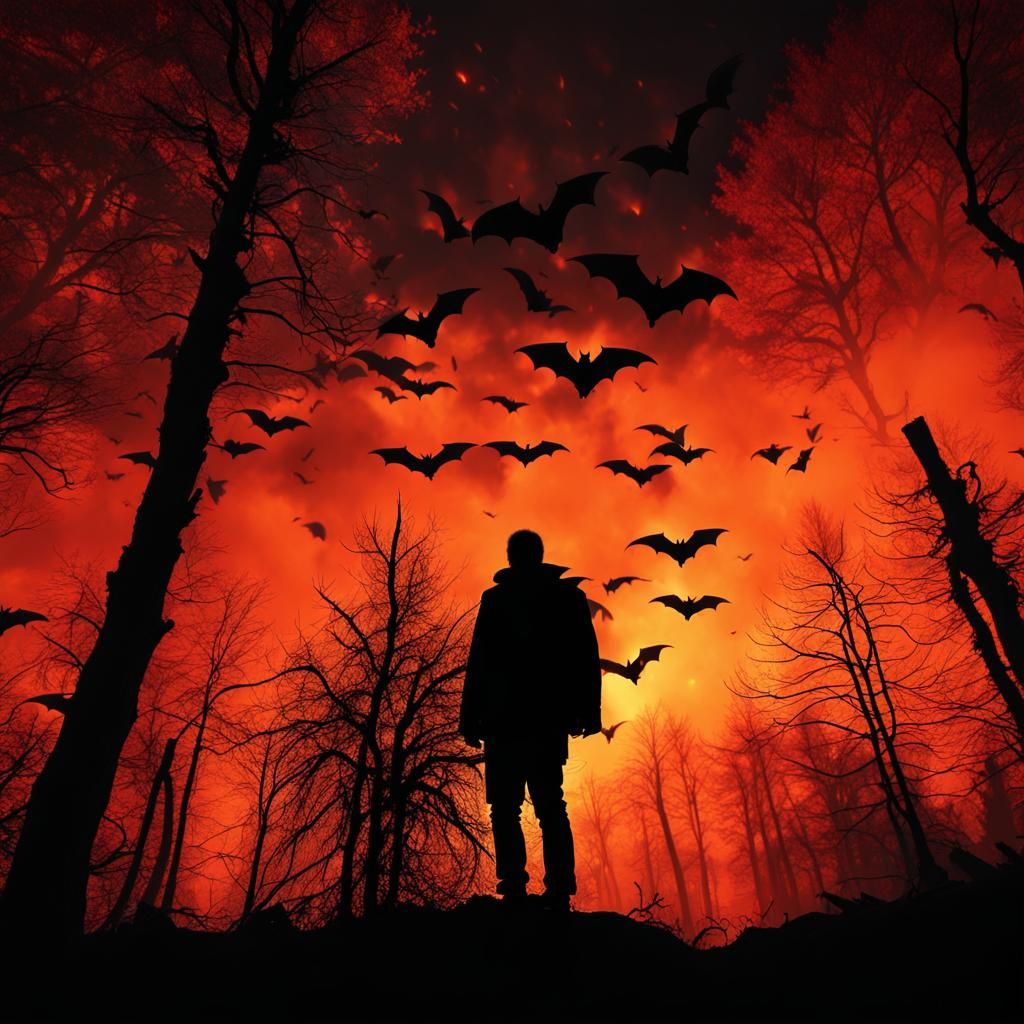 Smoldering Forest Figure in Gothic Dark Fantasy Style