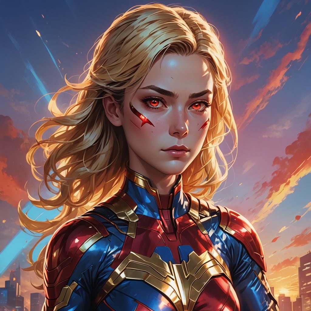 Vibrant Anime Heroine Inspires with Heroic Posture