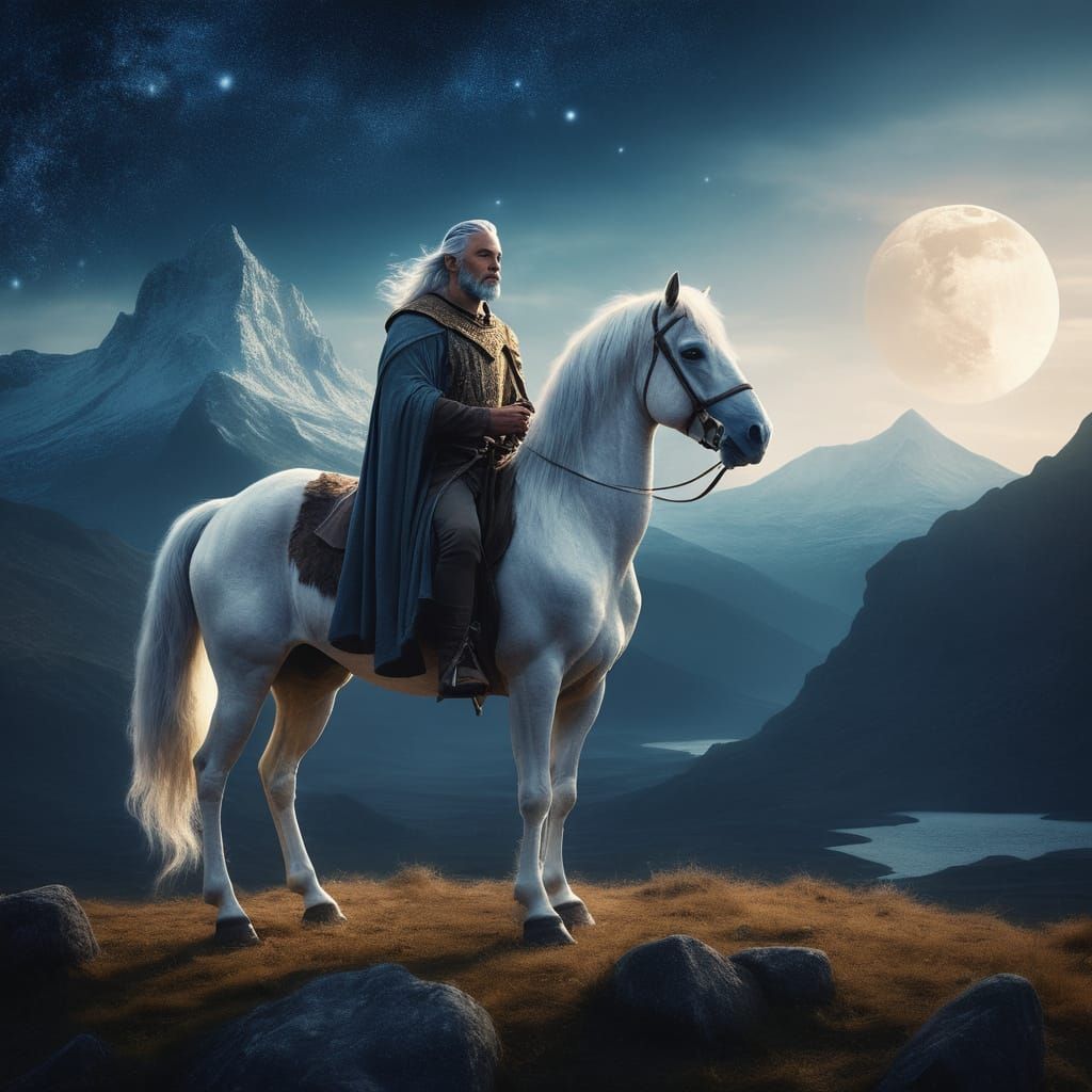 Mystical Centaur in Fantasy Landscape with Glowing Crystal