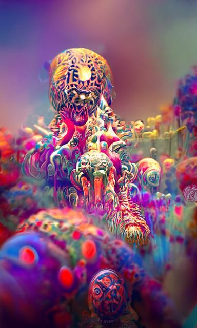 Psychedelic Tiger in a Demonic Hellscape