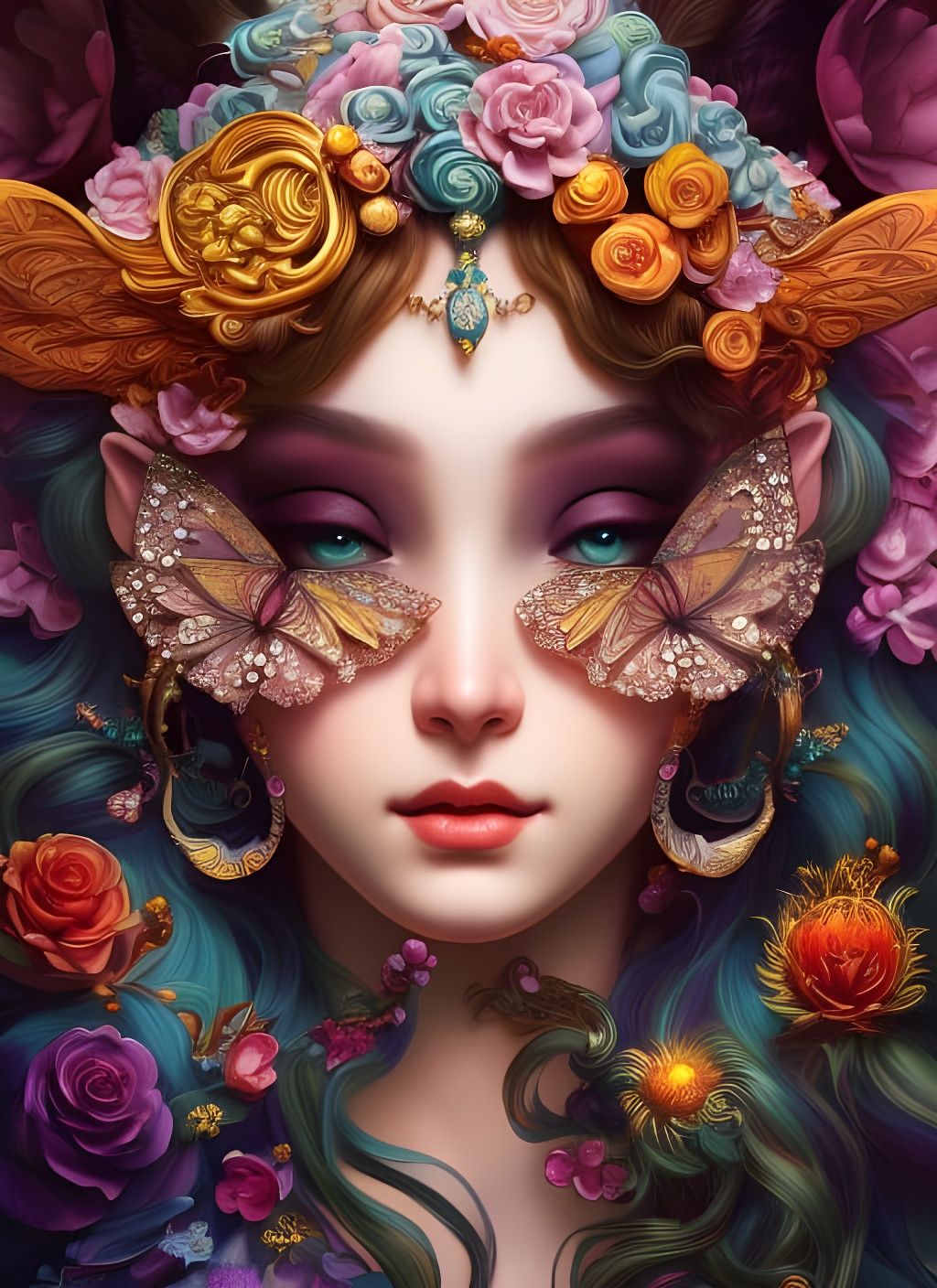 Zodiac Personification Portrait in Art Nouveau Style