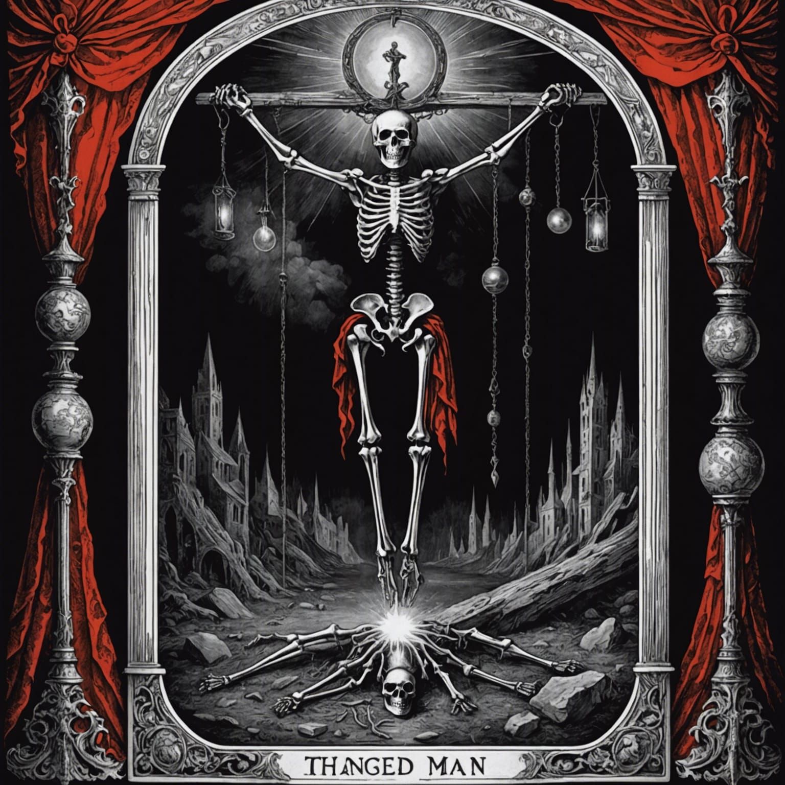 The Hanged Man Tarot Card in Horror Style