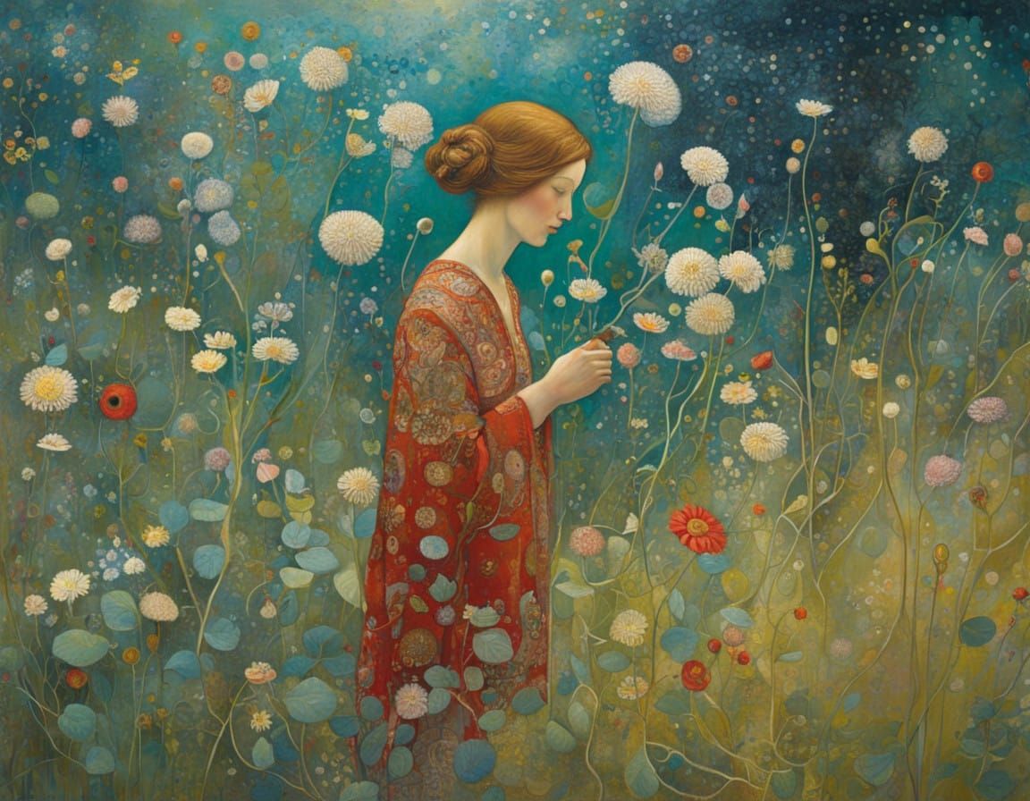 Blossoming Wildflower in Impressionist Style