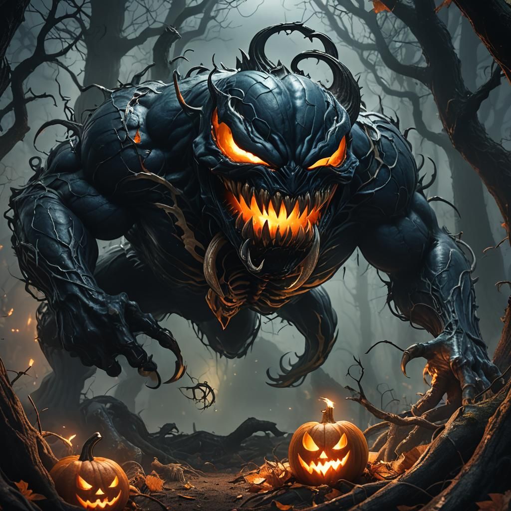 Venom Devouring Pumpkin in Mystical Forest