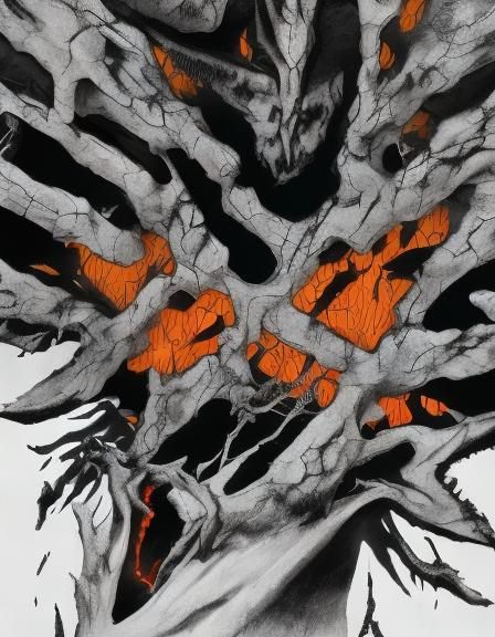 Dark Fantasy Axe Hand Illustration in Ash Thorp Style