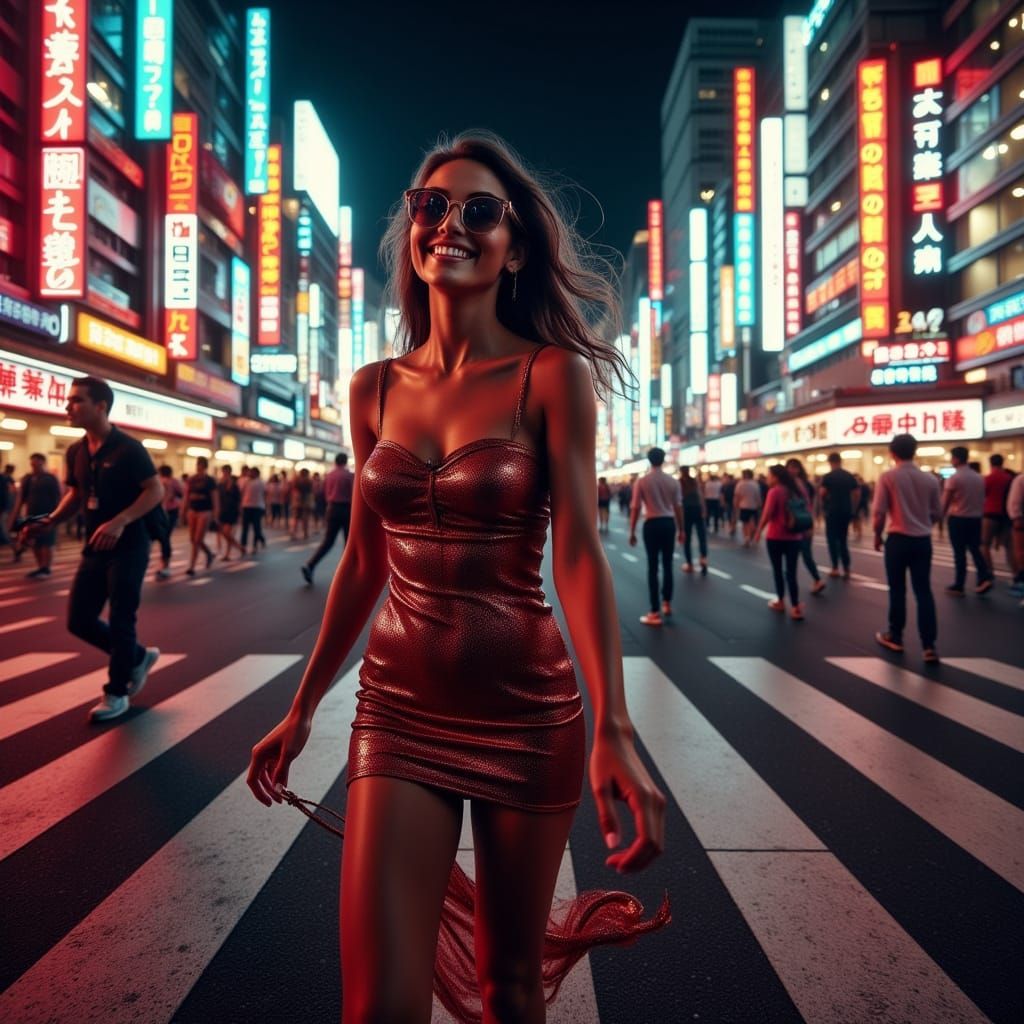 Tokyo Woman in Cyberpunk Fashion Photography Style