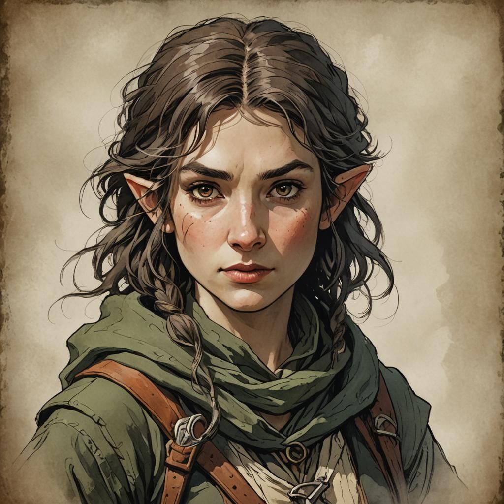 Young Female Hobbit Rogue Portrait
