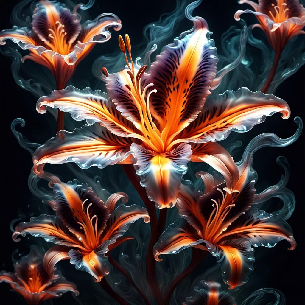 Magical Tiger Lily in Galacticscape: Digital Art