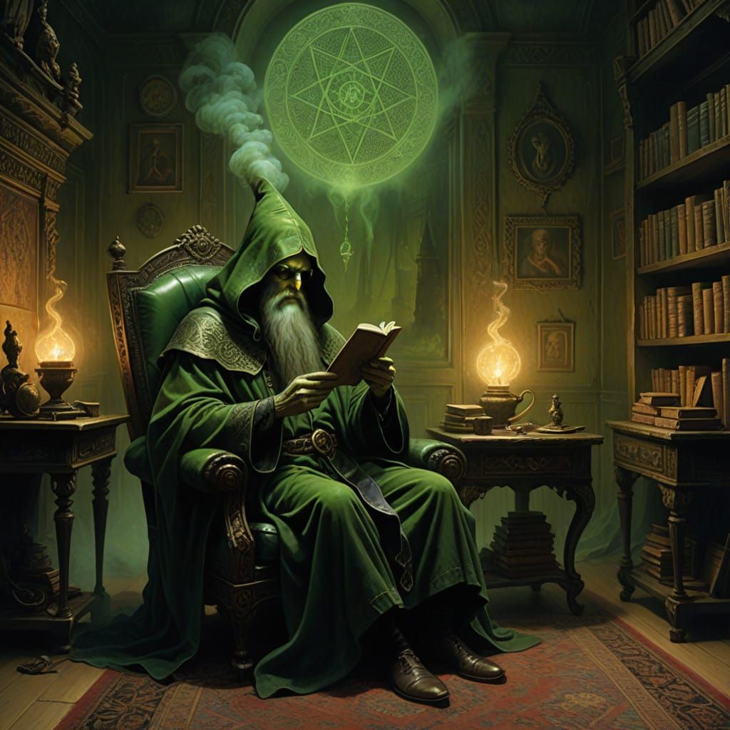 Mystical Wizard in a Study of Ancient Knowledge