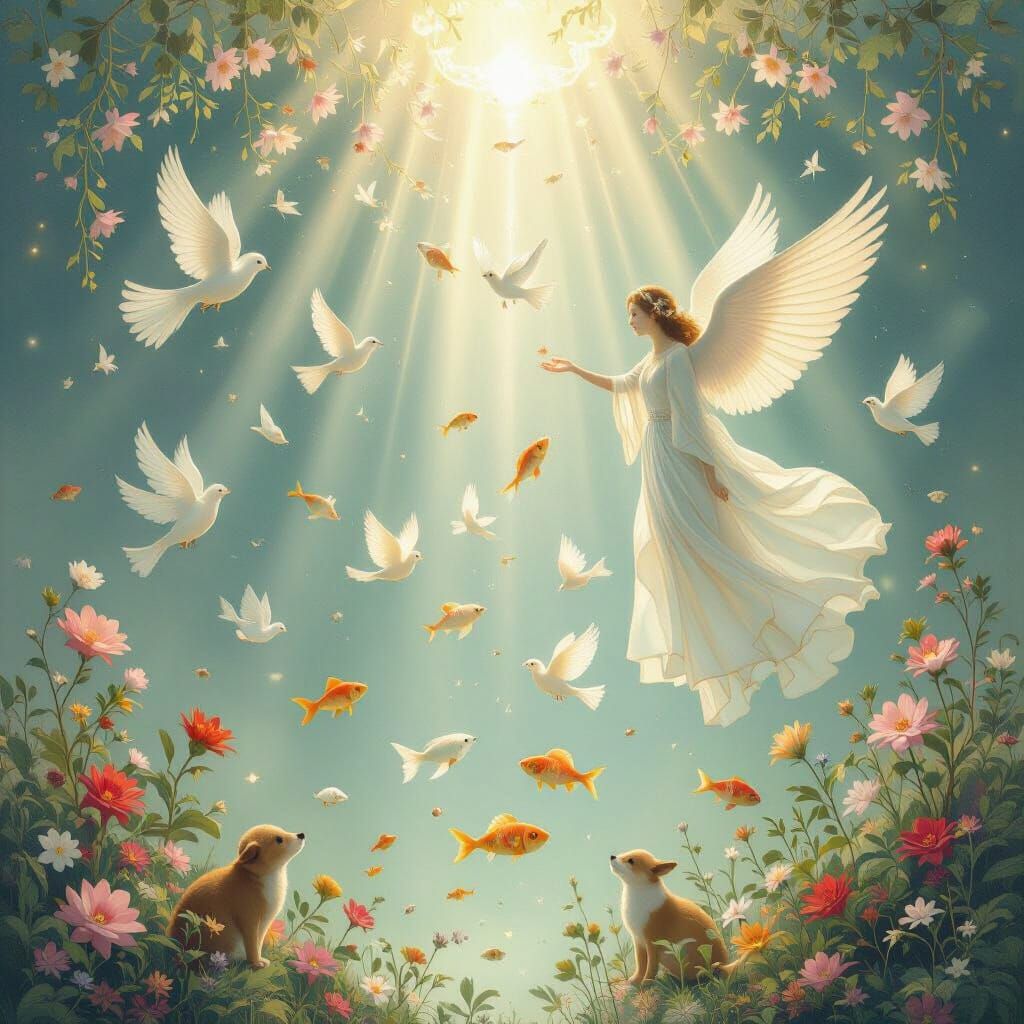 Ethereal Spirit Creates Life as Birds, Animals, Plants, and ...