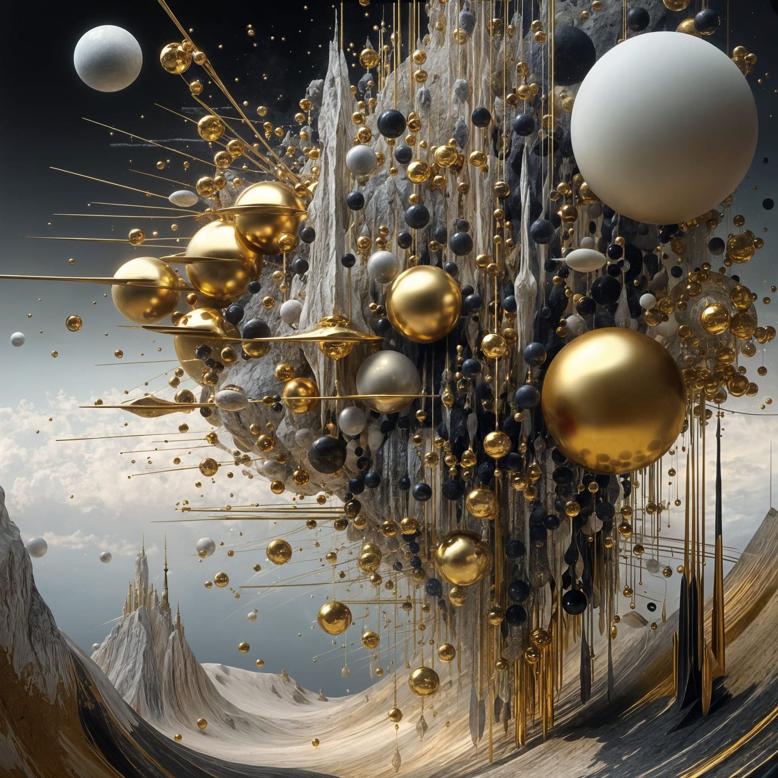 Golden Abstract Cycles: Hyperrealistic Matte Painting