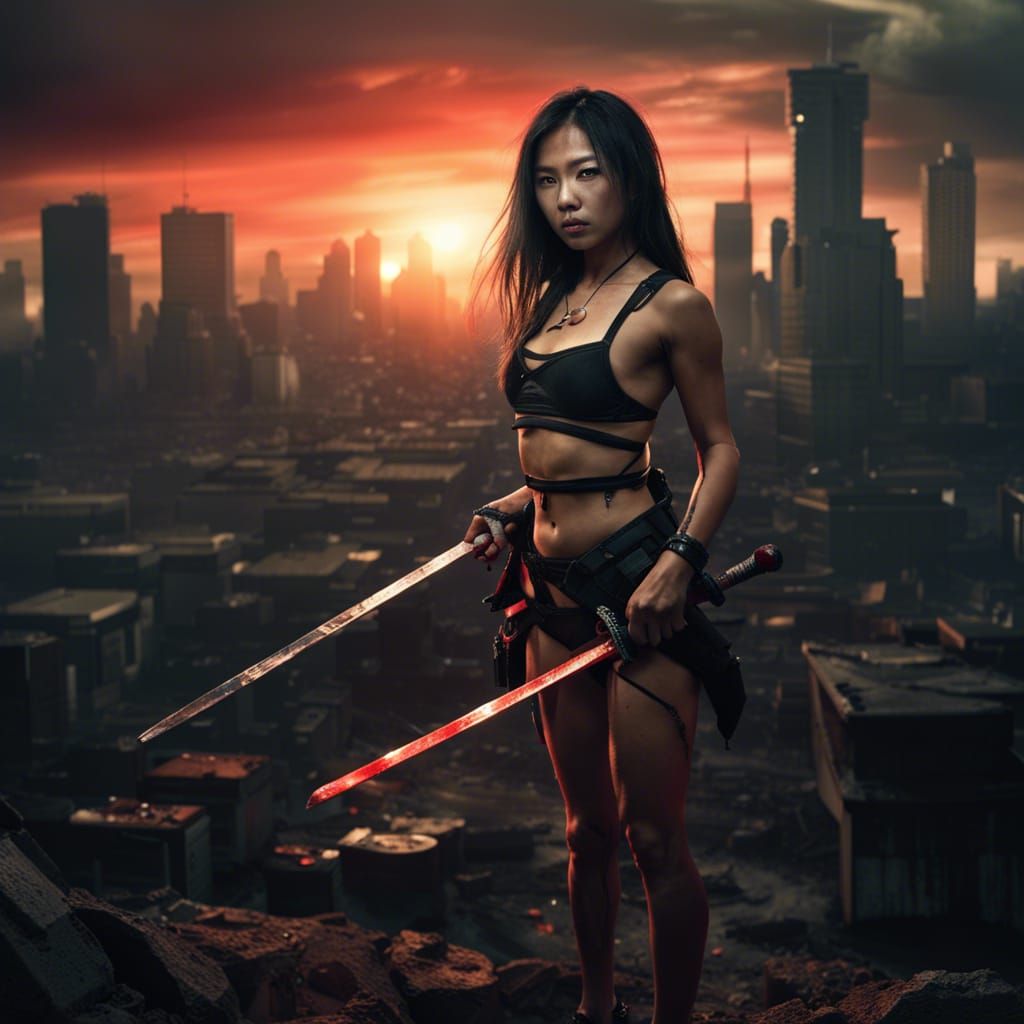 Post-Apocalyptic Asian Warrior with Katana