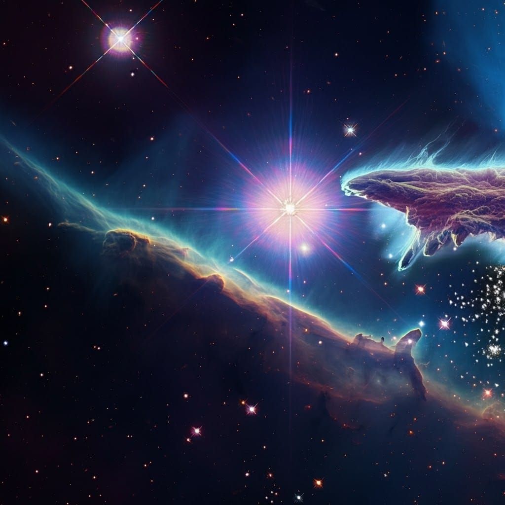 Cosmic Entity in Starry Expanse: Surreal Hyperrealism