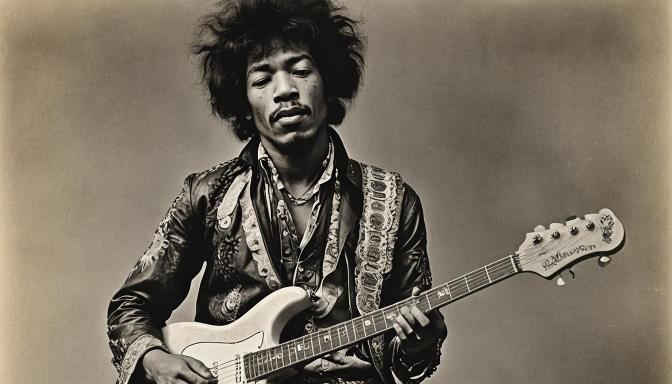 Jimi Hendrix Plays Guitar in Surreal Harmony