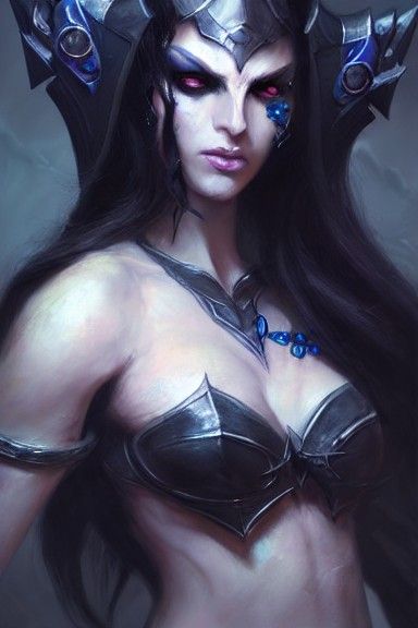 Morgana Dark Elf Portrait in Expressionist Style