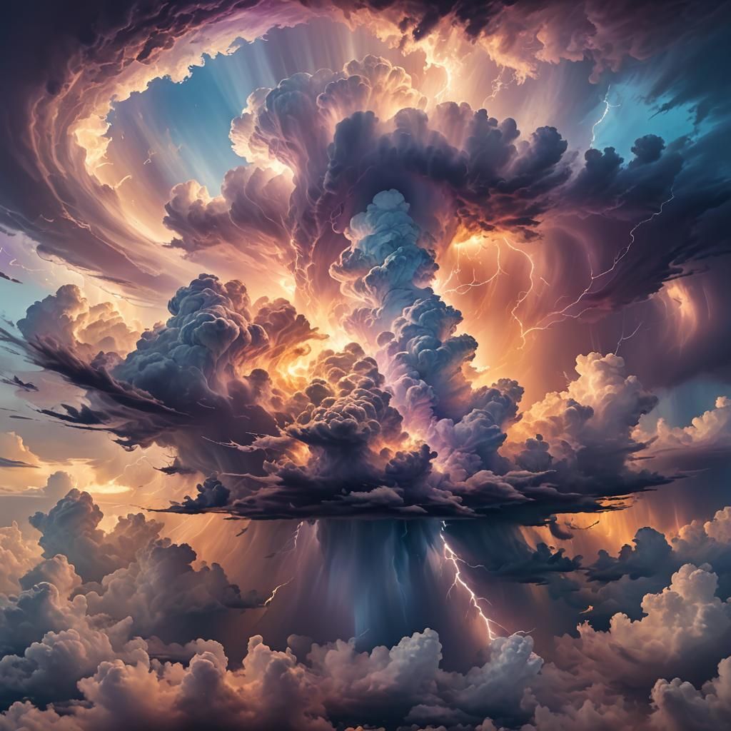 Divine Storm Unfolding: Ethereal Fantasy Art