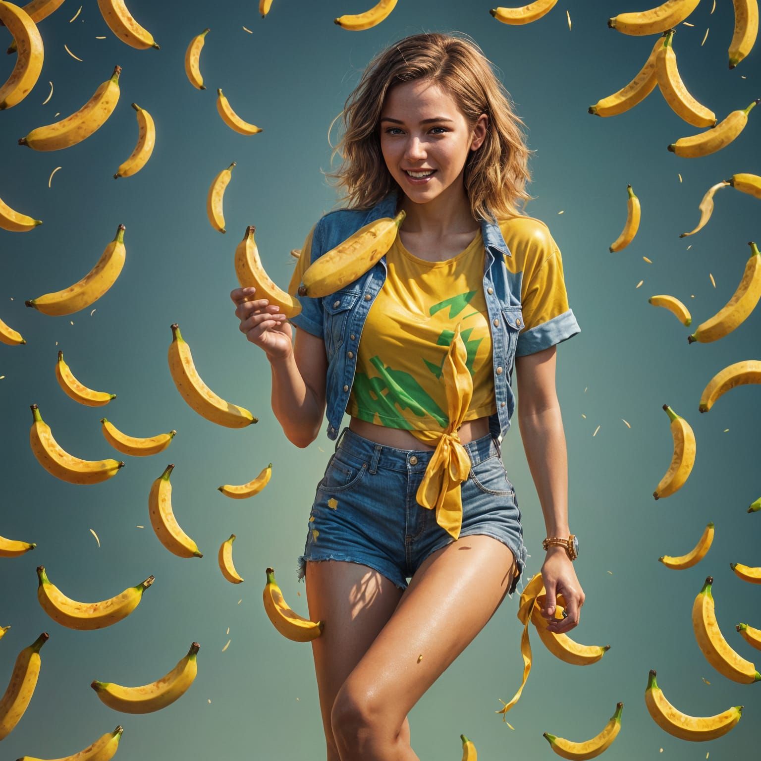 Woman Eating Banana: Hyperdetailed Artgerm-Style Portrait