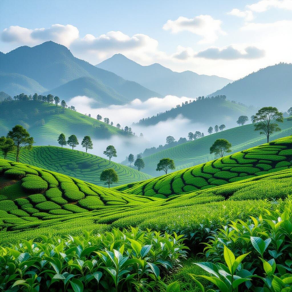 Misty Sri Lankan Tea Estates and Mountains