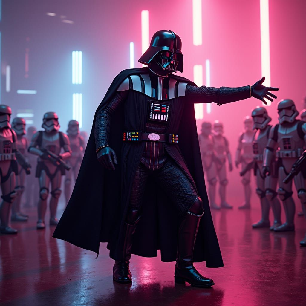Darth Vader Breakdancing in Cyberpunk Disco