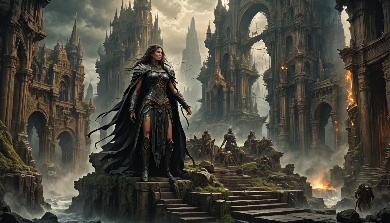 Epic Dark Fantasy Digital Painting in Luis Royo Style