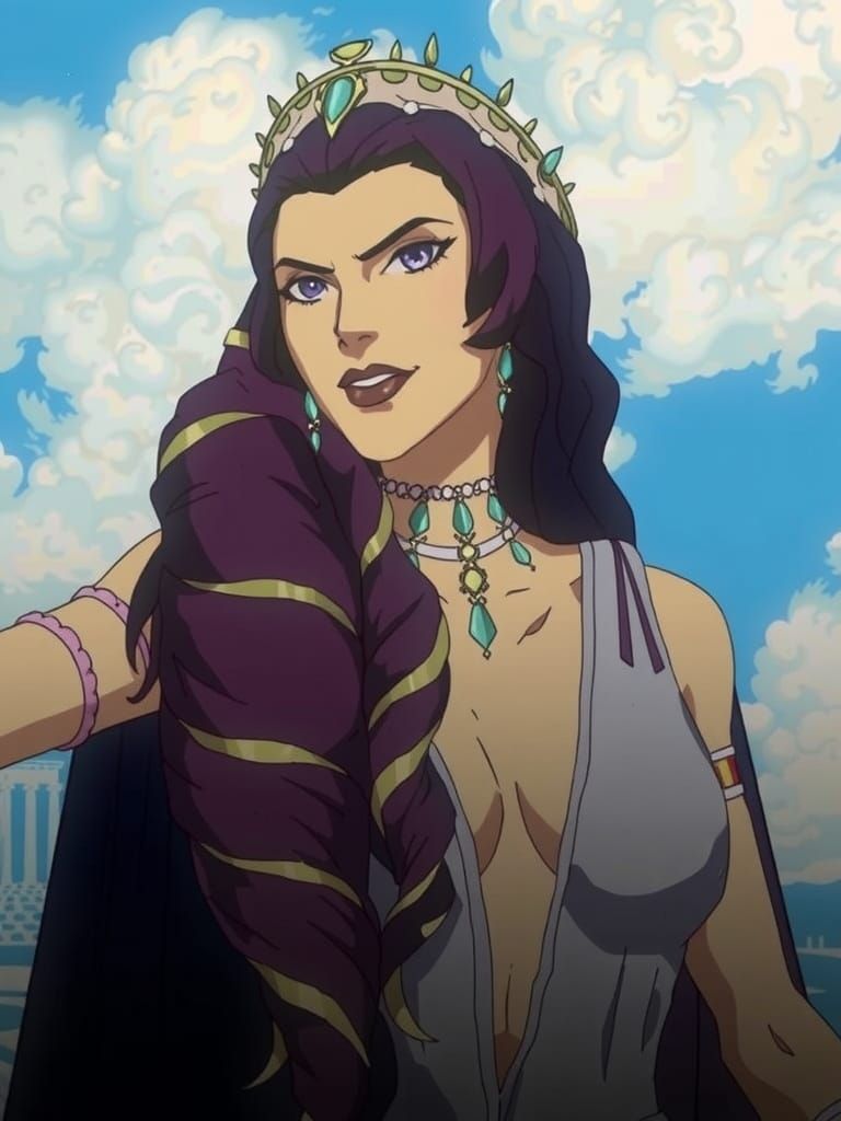 Greek Goddess Hera in Ethereal Temple Complex