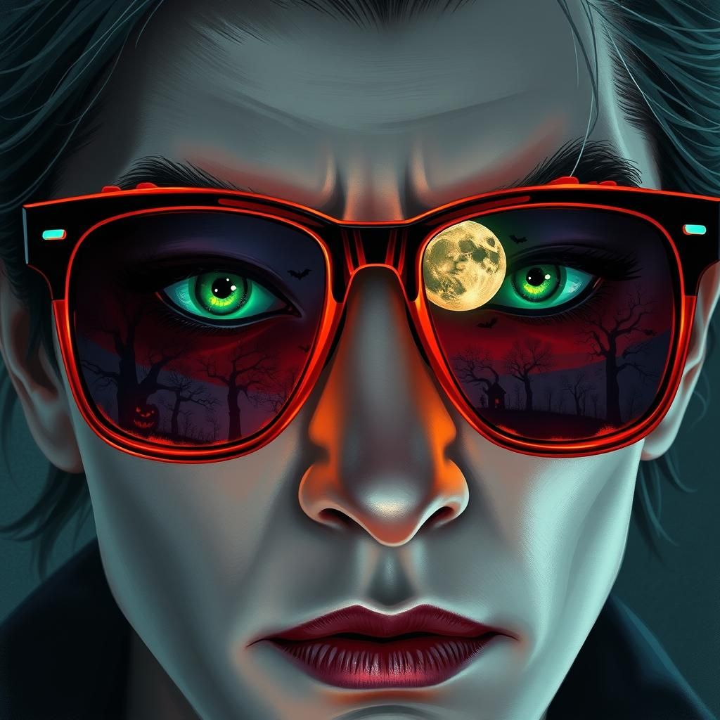 Vampire's Emerald Eyes Reflect Halloween Horror