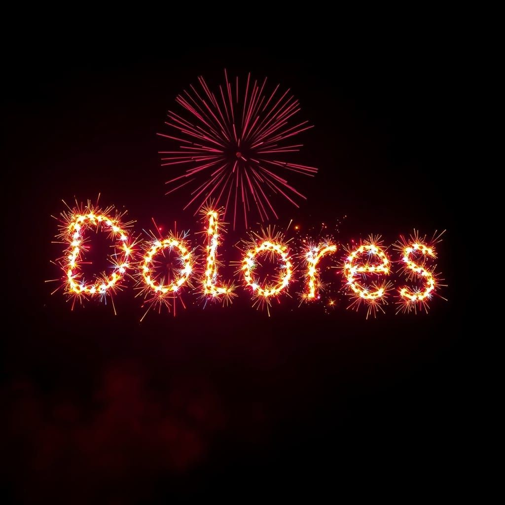 Fireworks Spell Dolores in Vibrant Night Sky Display